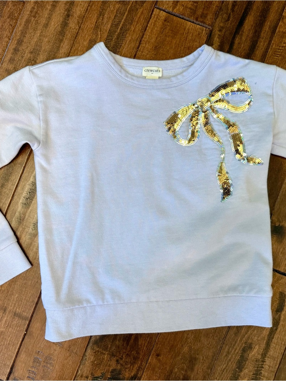 Crewcuts Light Lavender Sweatshirt with Gold Sequin Bow